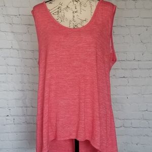 Ultra Teeze Women's Coral Sleeveless Tunic Top with sharkbite hemline, 3X